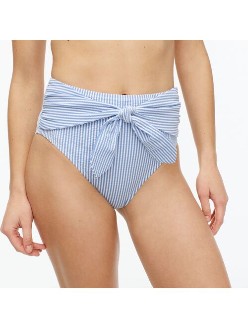 J.Crew High-cut tie-waist bikini bottom in classic seersucker