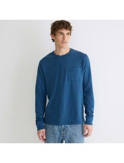 Garment-dyed slub cotton long-sleeve T-shirt