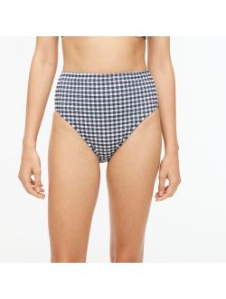High-cut-waist bikini bottom in gingham