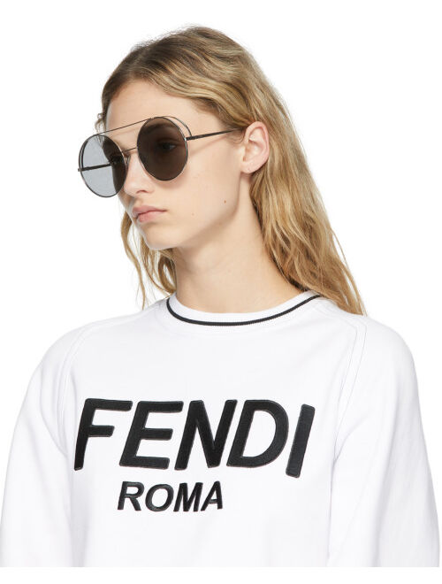 Fendi Silver Round Logo Aviator Sunglasses