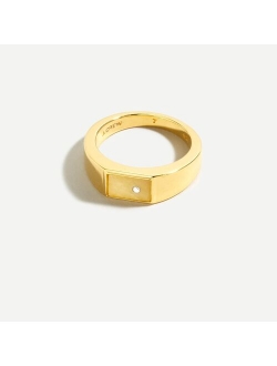 Demi-fine 14k gold-plated stone signet ring