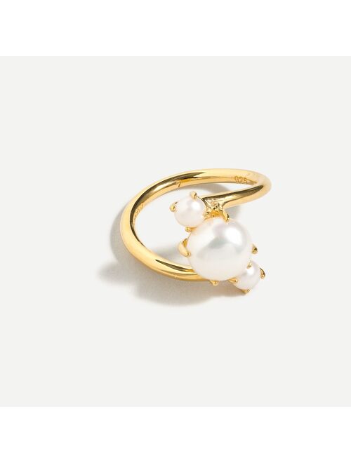 J.Crew Demi-fine 14k gold-plated riple pearl ring