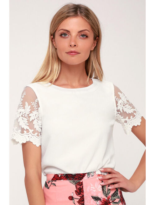 Lulus Lisa Marie White Embroidered Top