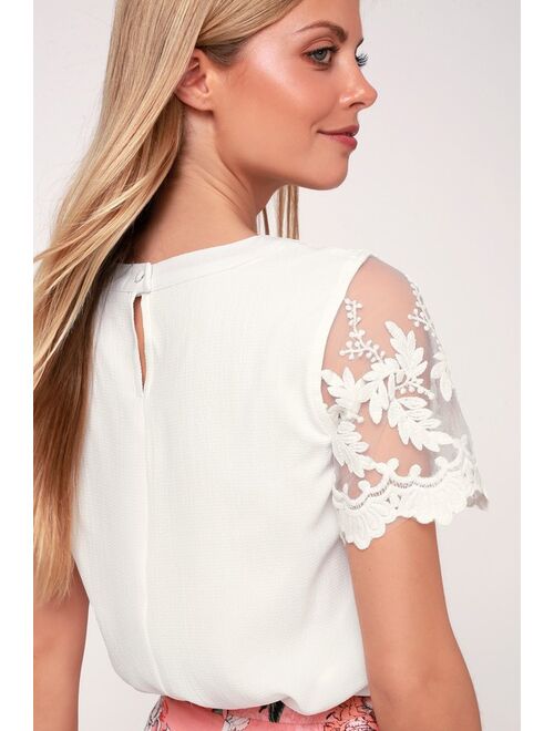 Lulus Lisa Marie White Embroidered Top