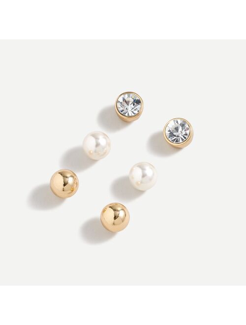 J.Crew Gold and pearl earrings three-pack