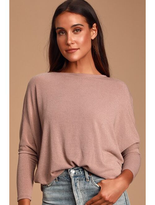 Lulus Verla Rusty Rose Dolman Sleeve Sweater Top