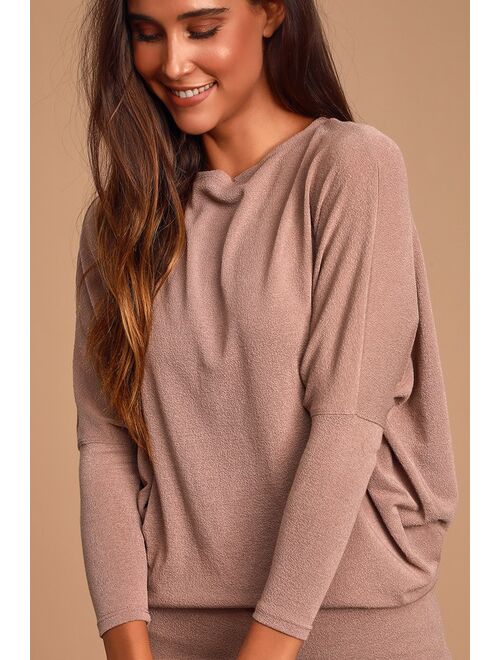 Lulus Verla Rusty Rose Dolman Sleeve Sweater Top