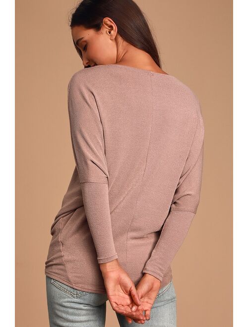 Lulus Verla Rusty Rose Dolman Sleeve Sweater Top