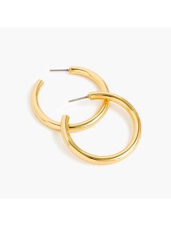 Mini tube hoop earrings in matte gold