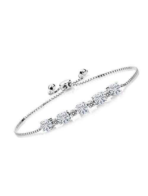 925 Sterling Silver Tennis Bracelet Forever Brilliant (GHI) Round 2.50ct (DEW) Created Moissanite by Charles & Colvard and Diamond