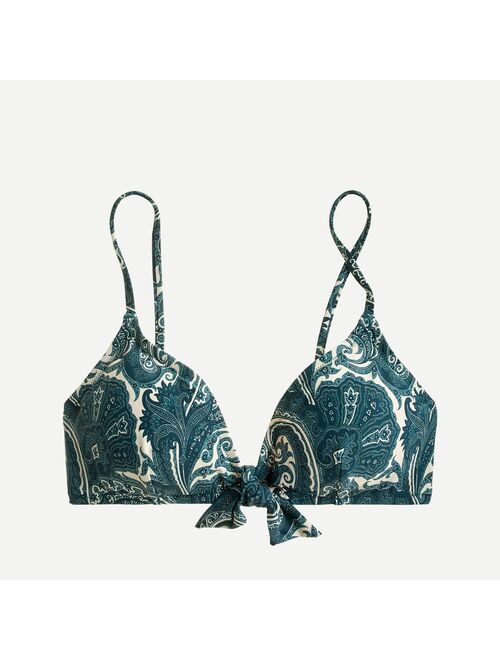 J.Crew Tie-front french bikini top in Ratti® midnight paisley
