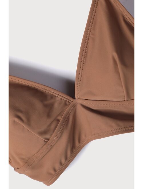 Vero Moda Alyssa Light Brown Longline Bikini Top