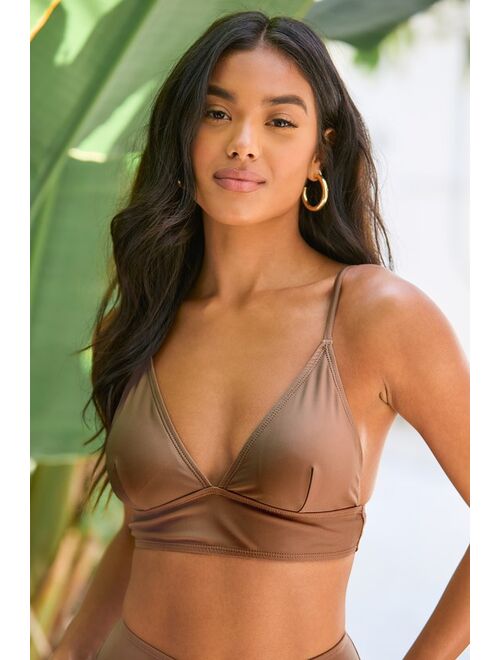 Vero Moda Alyssa Light Brown Longline Bikini Top