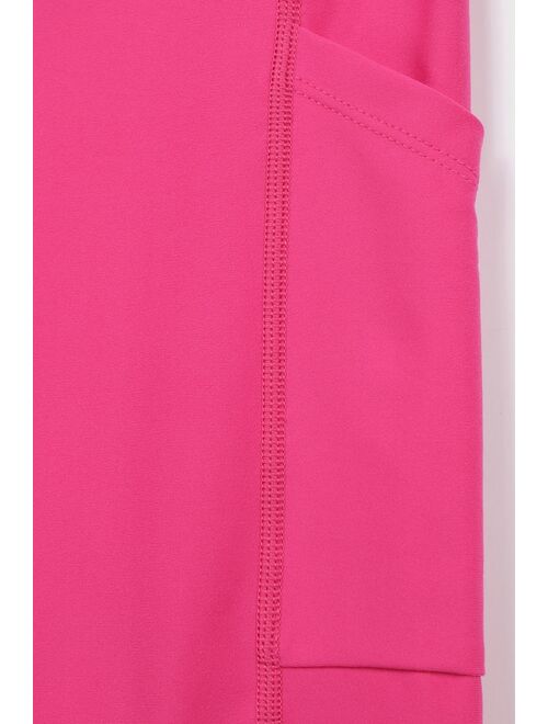 Lulus Ready to Train Hot Pink High Waisted High Impact Pocket Leggings