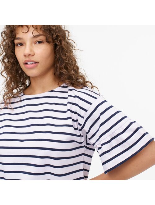 J.Crew Mariner cloth ruffle-sleeve T-shirt in stripe