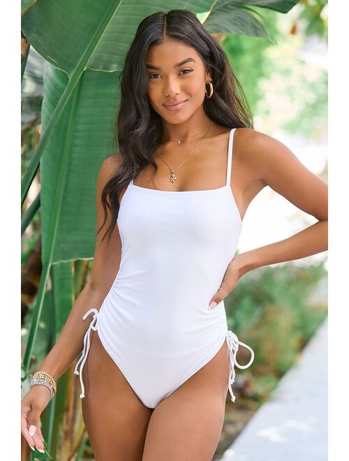 Lulus Wave Chaser Hot Pink Metallic Ruched One-Piece Swimsuit