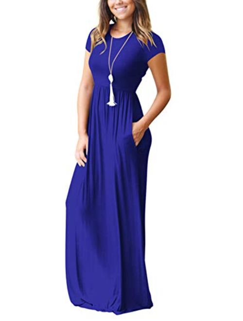 Qin.Orianna Mommy and Me Short Sleeve Loose Plain Family Matching Maxi Dresses with Pockets for Mother's Day