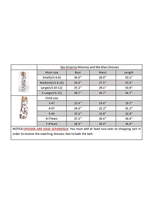 Qin.Orianna Mommy and Me Maxi Dresses,3 4 Sleeve Bohemia Rose Floral Matching Outfits with Pocket
