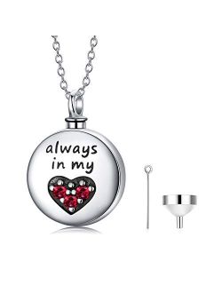 PEIMKO 925 Sterling Silver Heart Urn Necklaces Engraved Pawprint/Always in My Heart/Without Engraved/Personalized Cremation Keepsake Necklace for Ashes Pet Ashes