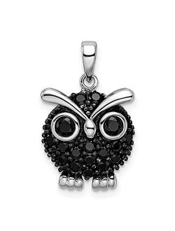 925 Sterling Silver Black Cubic Zirconia Cz Owl Pendant Charm Necklace Bird Fine Jewelry For Women Gifts For Her