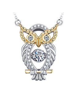 "The Owl of Minerva" Designer Jewelry Twinkling Heart Collection Sterling Silver Pendant Necklace