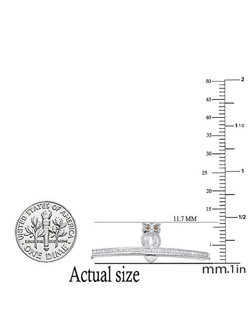 Dazzlingrock Collection Ladies Owl on Branch Bolo Bracelet with Round Diamond Accents, Sterling Silver