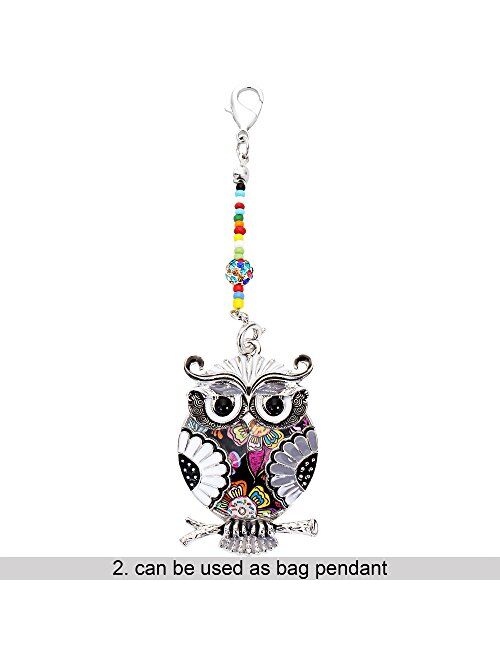 Marte&Joven Owl Necklaces & Pendants for Women Unique Jewelry can use as Keychain with Gift Box Package