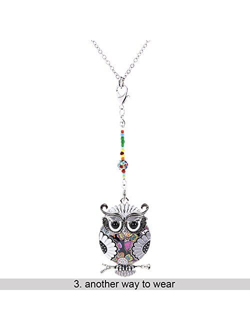 Marte&Joven Owl Necklaces & Pendants for Women Unique Jewelry can use as Keychain with Gift Box Package