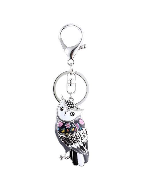 Luckeyui Unique Owl Keychain for Women Colorful Enamel Cute Animal Keyring