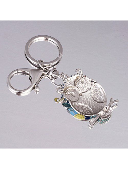 Luckeyui Personalized Cartoon Owl Keychain for Women Birthday Gift Animal Enamel Bag Keyring