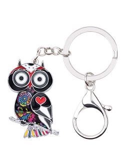 Enamel Metal Floral Owl Birds Keychains Key Car Purse Bags Charms Party Favors Original Design