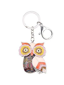 Enamel Metal Chain Owl Key Chains For Women Car bag Charms Pendant Gifts