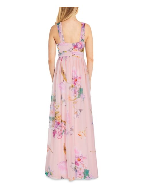 Adrianna Papell Floral-Print Halter Gown