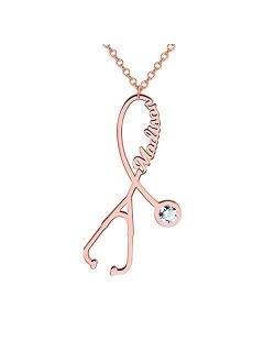 Stethoscope Necklace Personalized Name Neckalce Custom Name Necklace for Nurse Doctor Medical Student Graduation Gift