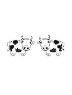WINNICACA Cow Earrings for Women 925 Sterling Silver Dangle and Stud Earrings Jewelry Gift for Birthday