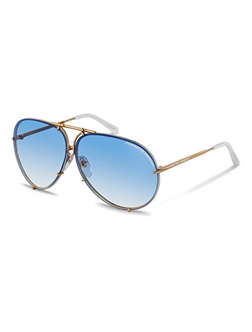 Porsche Design P8478 W Sunglasses Frame Light Gold w/Blue Gradient & Crystal Brown (V573) 69mm Authentic