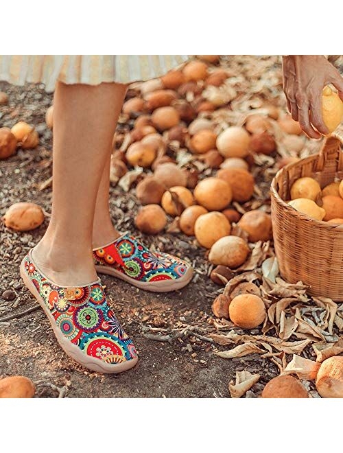UIN Women's Travel Slipper Lightweight Home Slip Ons Walking Casual Art Painted Travel Holiday Shoes Blossom
