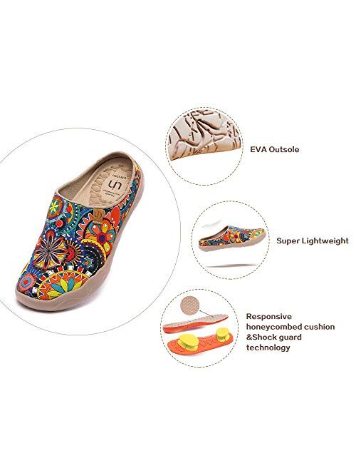 UIN Women's Travel Slipper Lightweight Home Slip Ons Walking Casual Art Painted Travel Holiday Shoes Blossom