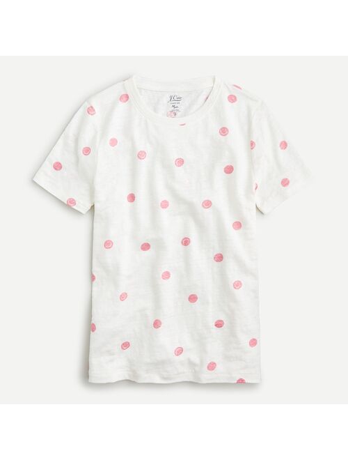 J.Crew Linen crewneck T-shirt in happy dots