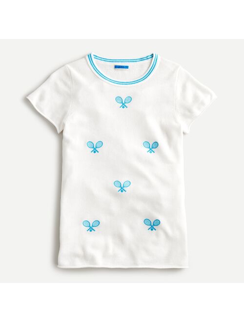 J.Crew Short-sleeve cashmere T-shirt with tennis embroidery