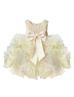 FEESHOW Baby Girls' Ruffle Flower Princess Wedding Birthday Party Dress Baptism Christening Gown