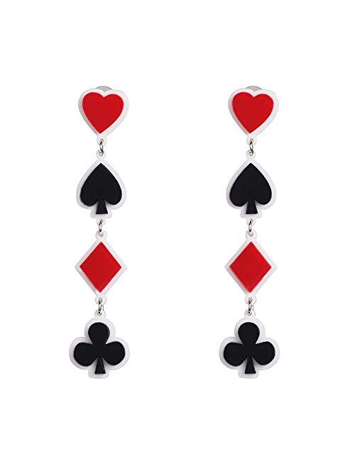 MIXIA Playing Cards Pattern Drop Earring Fashion Party Gift Charms Hearts Spades Plum Poker Acrylic Earring Jewelry