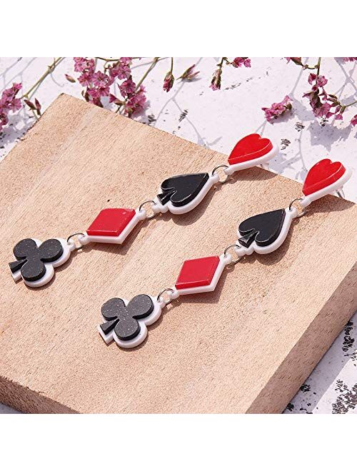 MIXIA Playing Cards Pattern Drop Earring Fashion Party Gift Charms Hearts Spades Plum Poker Acrylic Earring Jewelry