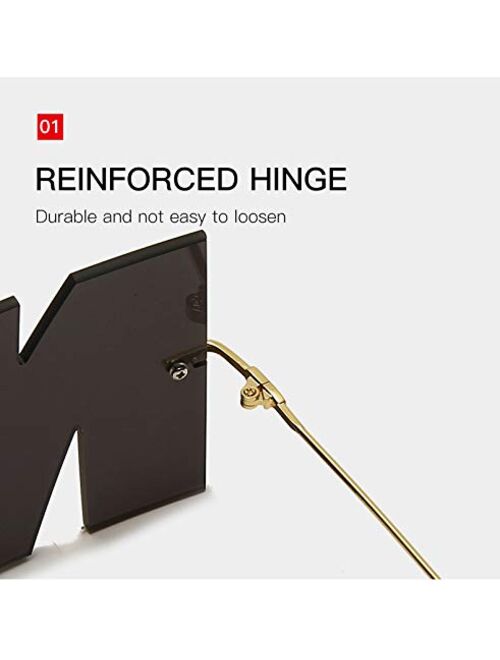 Sangras Letter NO Party Rimless Irregular Unique Design Sunglasses UV Protection Sunglasses Eyewears for women men…