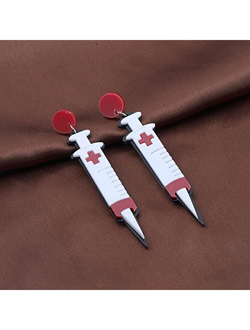 POTIY Medical Syringe Dangle Earrings Doctor Nurse Jewelry Gift