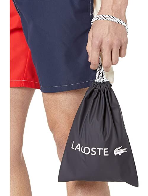 Color-Block with Lacoste Word on Side Leg Swim Trunks