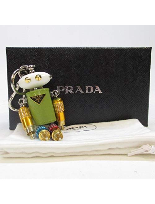 Prada Trick Robot Romeo Green Leather Keychain Charm 1TR030