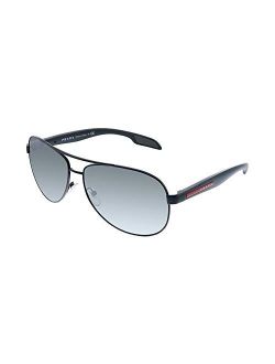 Linea Rossa Lifestyle PS 53PS 1BO7W1 Black Demishiny Metal Aviator Sunglasses Grey Mirror Lens