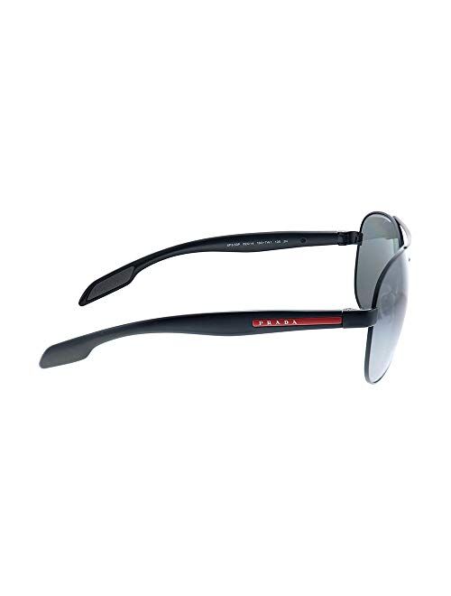 Prada Linea Rossa Lifestyle PS 53PS 1BO7W1 Black Demishiny Metal Aviator Sunglasses Grey Mirror Lens