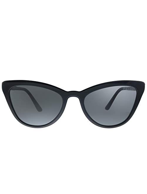 Prada Catwalk PR 01VS 1AB5S0 Black Plastic Cat-Eye Sunglasses Grey Lens